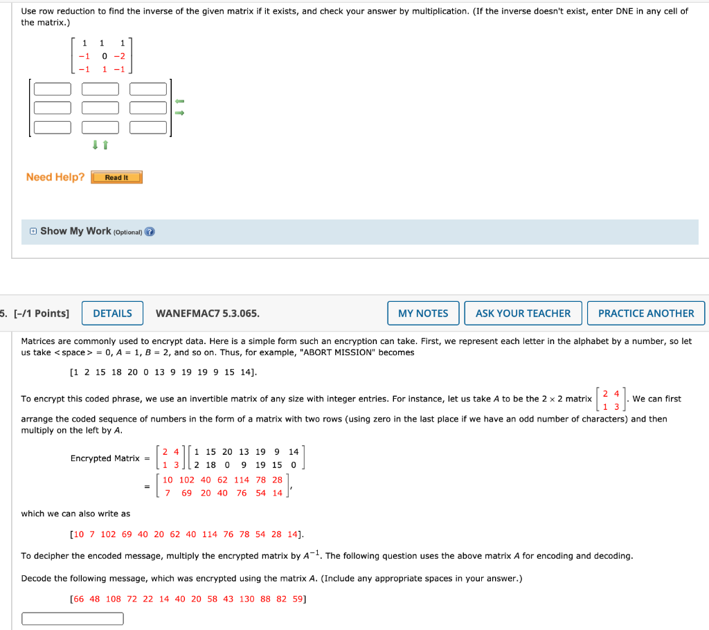 Solved Use row reduction to find the inverse of the given Chegg