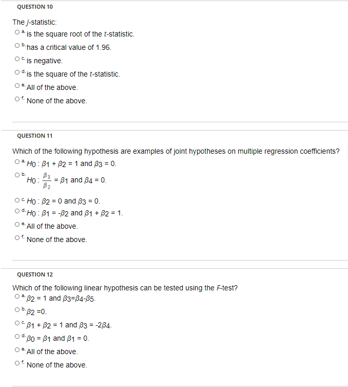 Solved QUESTION 10 The /-statistic O is the square root of | Chegg.com