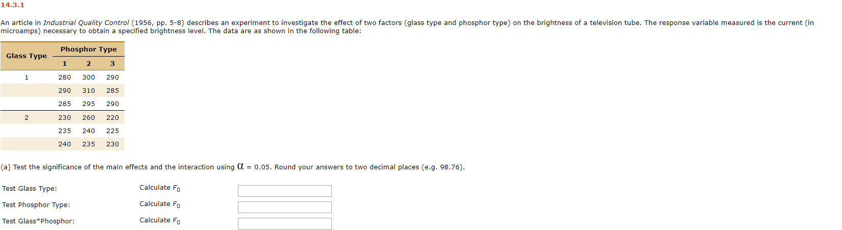 Solved 14.3.1 An article in Industrial Quality Control | Chegg.com