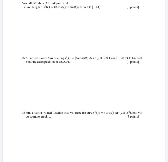 Solved find a vector valued function that will trace a curve | Chegg.com