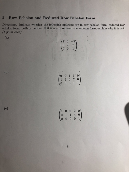 Solved 2 Row Echelon and Reduced Row Echelon Form | Chegg.com