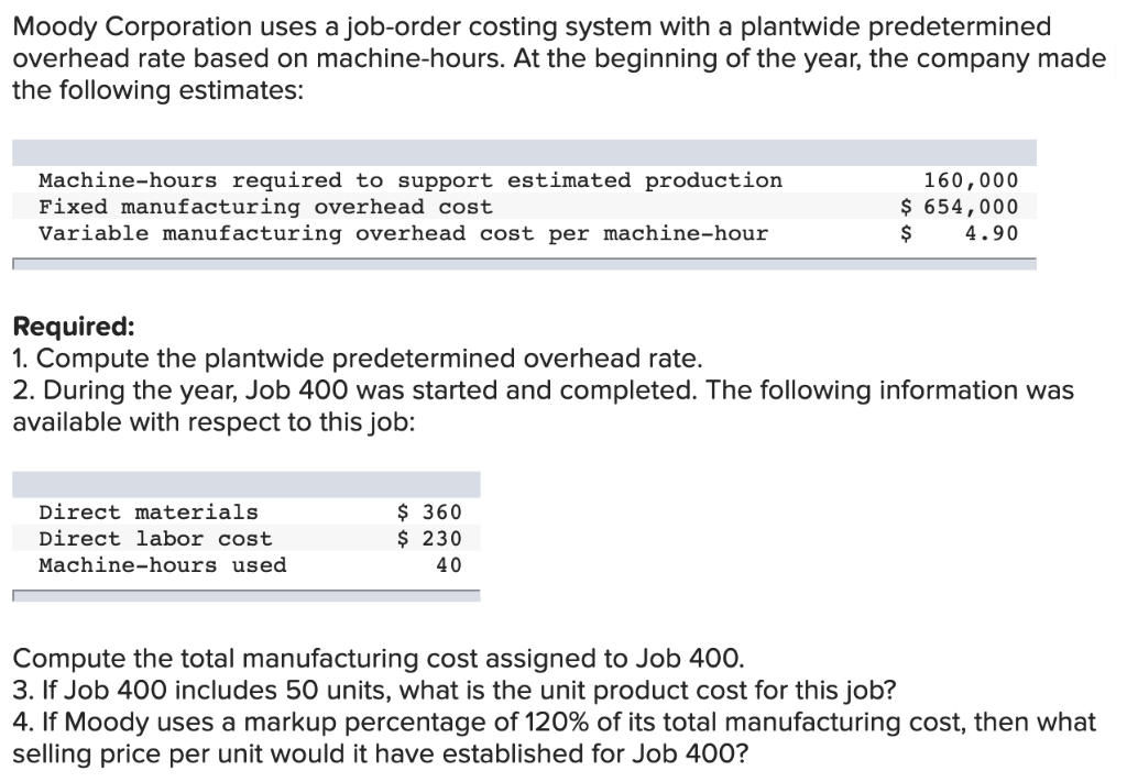 Computing predetermined overhead rates and job costs