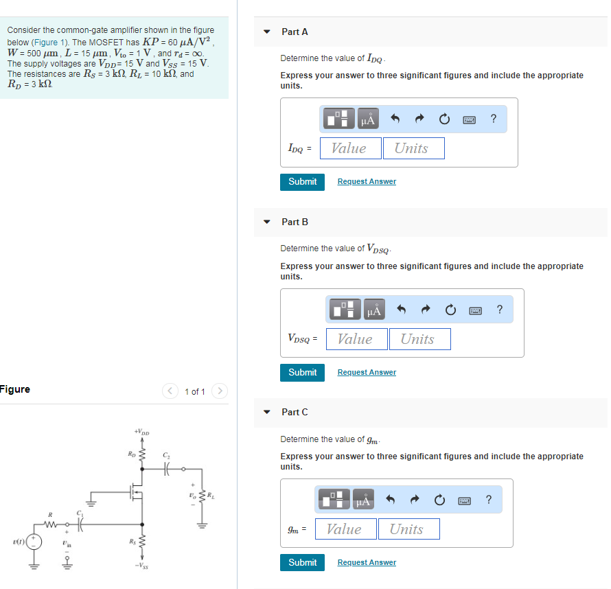 Solved Consider the common-gate amplifier shown in the | Chegg.com