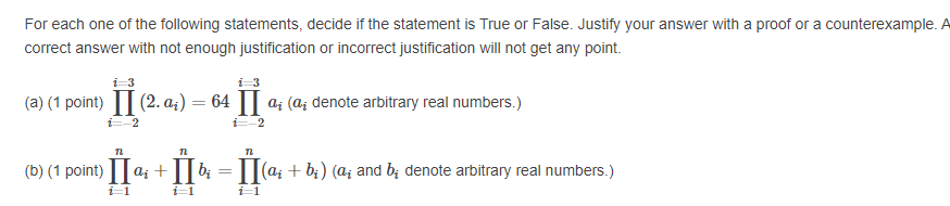 Solved For each one of the following statements, decide if | Chegg.com