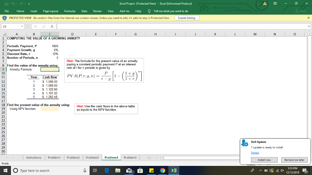 Solved Please complete all 5 problems in excel and high | Chegg.com