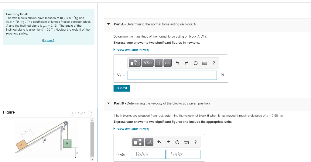 Solved Learning Goal: The two blocks shown have masses of my | Chegg.com