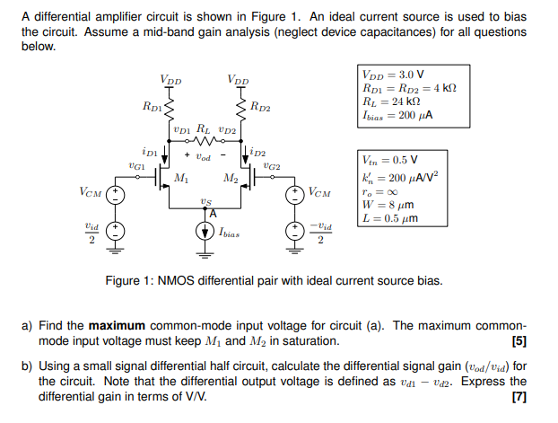 Solved A differential amplifier circuit is shown in Figure | Chegg.com