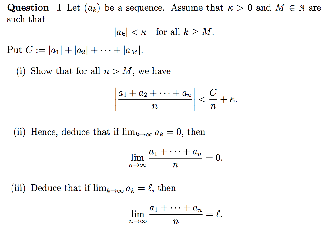 Solved Question 1 Let Ak Be A Sequence Assume That K Chegg Com