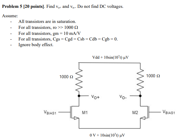 Solved Problem 5 [ 20 points]. Find vo+and v0.. Do not find | Chegg.com