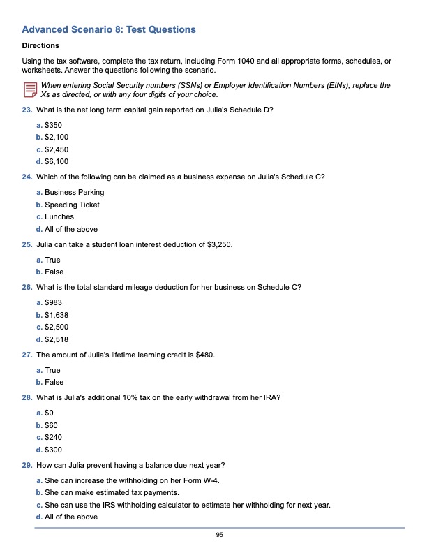 Advanced Scenario 8: Julia Oakley Directions Using | Chegg.com