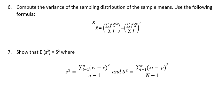 variance of sampling distribution of sample means
