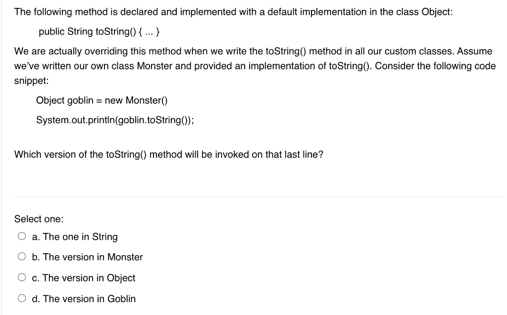 Solved The following method is declared and implemented with | Chegg.com
