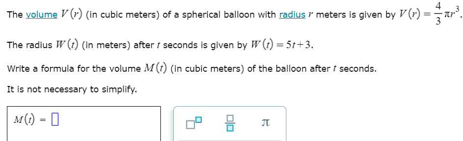 sol renovere opskrift Solved The volume V (r) (in cubic meters) of a spherical | Chegg.com