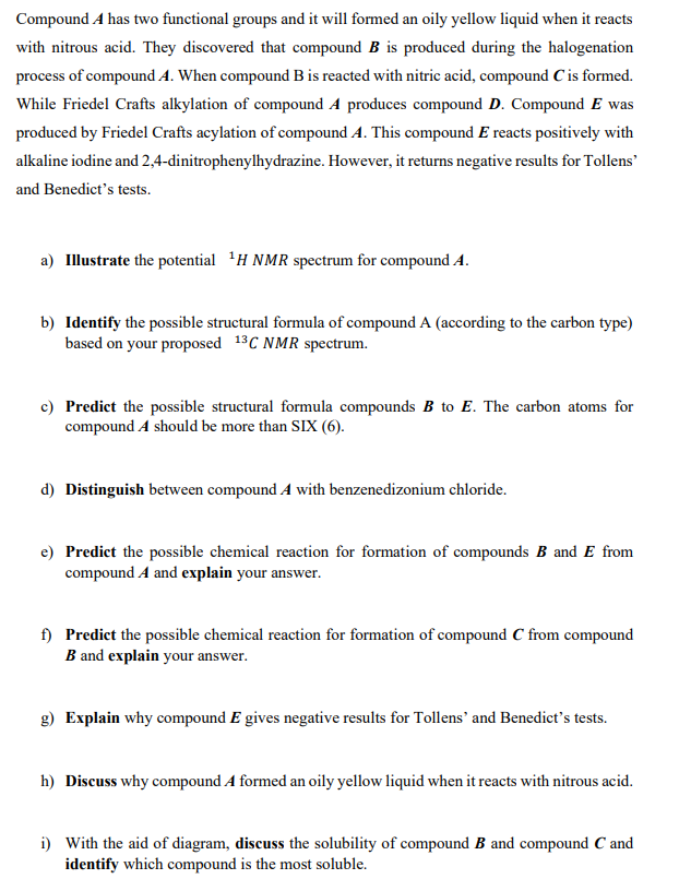 Solved Compound A has two functional groups and it will | Chegg.com