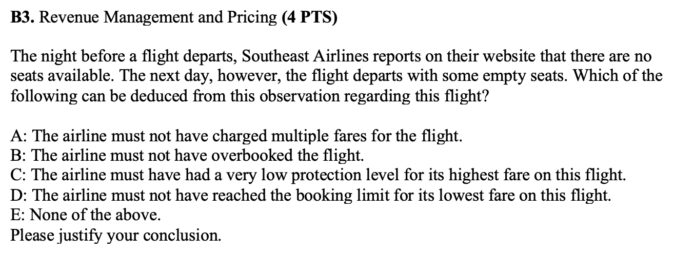 Solved The night before a flight departs, Southeast Airlines | Chegg.com