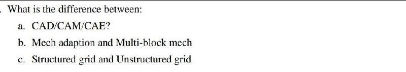 Solved What is the difference between: a. CAD/CAM/CAE? b. | Chegg.com