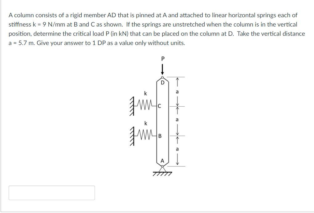 Solved A column consists of a rigid member AD that is pinned | Chegg.com