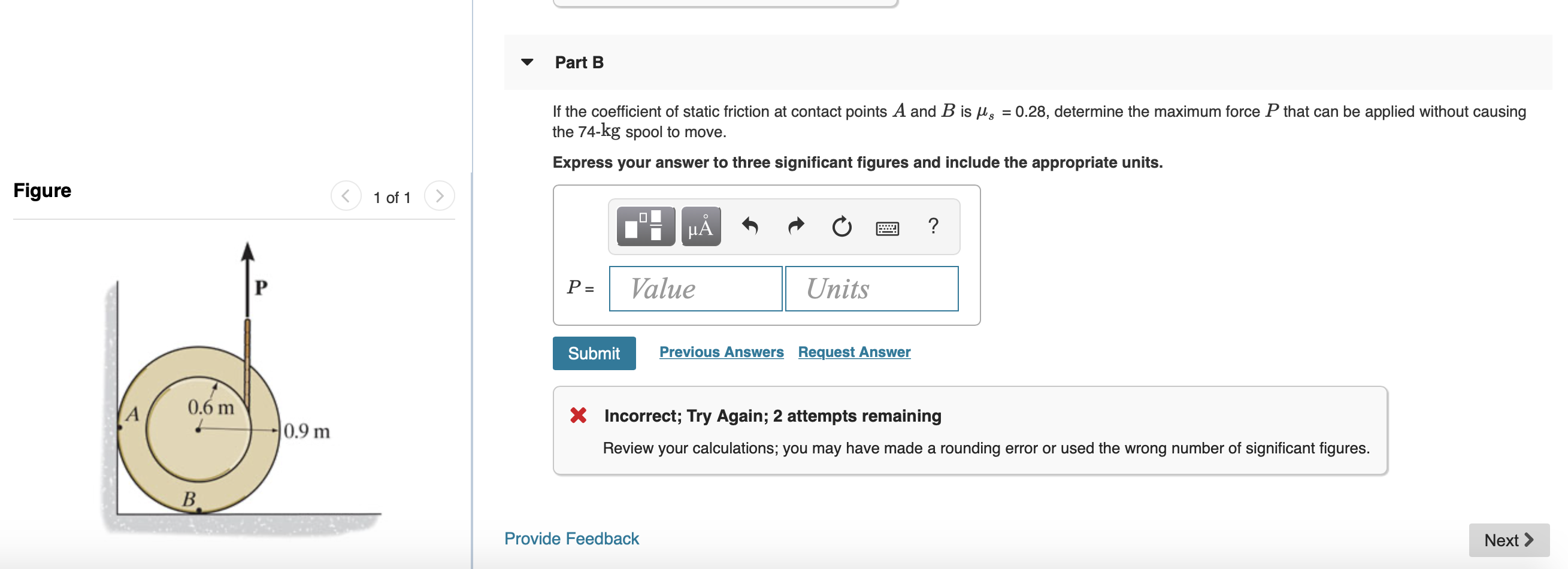 Solved Part B If the coefficient of static friction at | Chegg.com