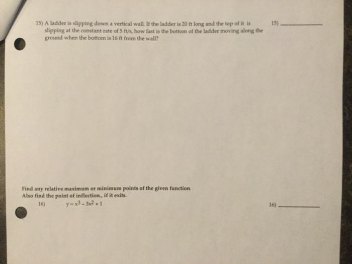 Solved 15) A ladder is slipping down a vertical wall. If the | Chegg.com