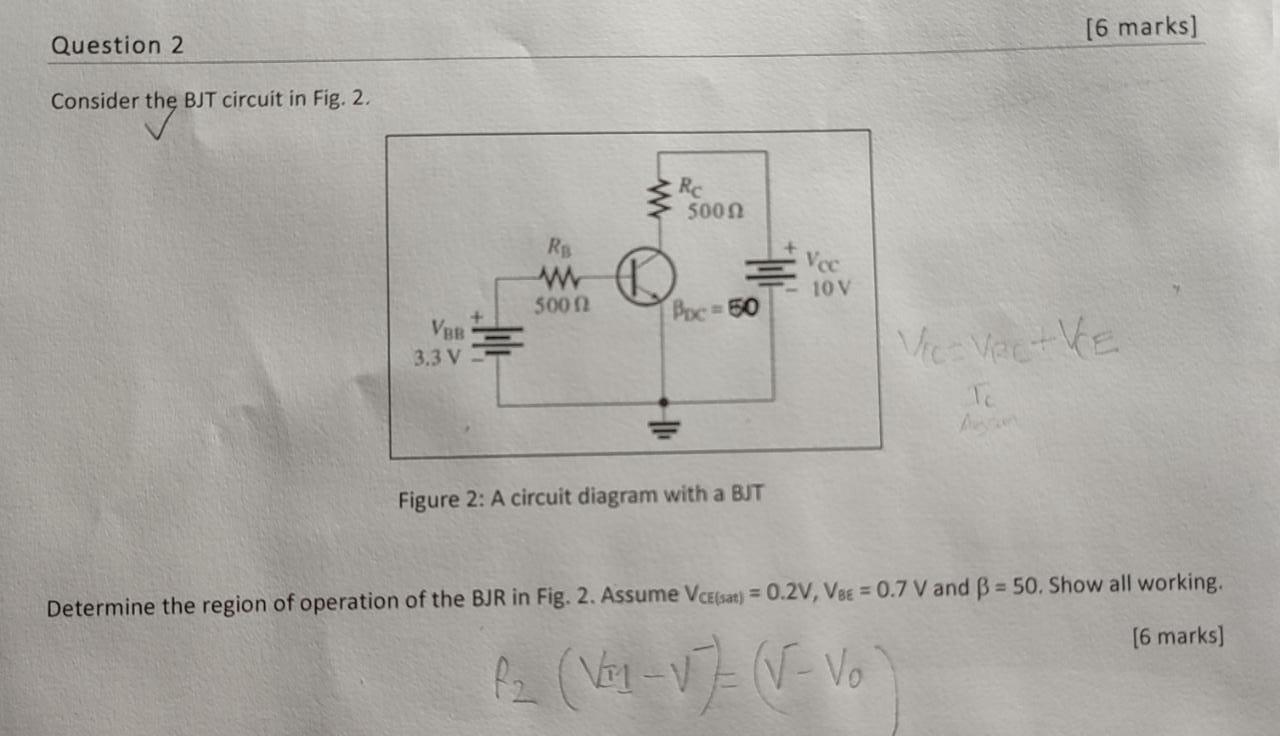 Solved Consider the BJT circuit in Fig. 2. Figure 2: A | Chegg.com