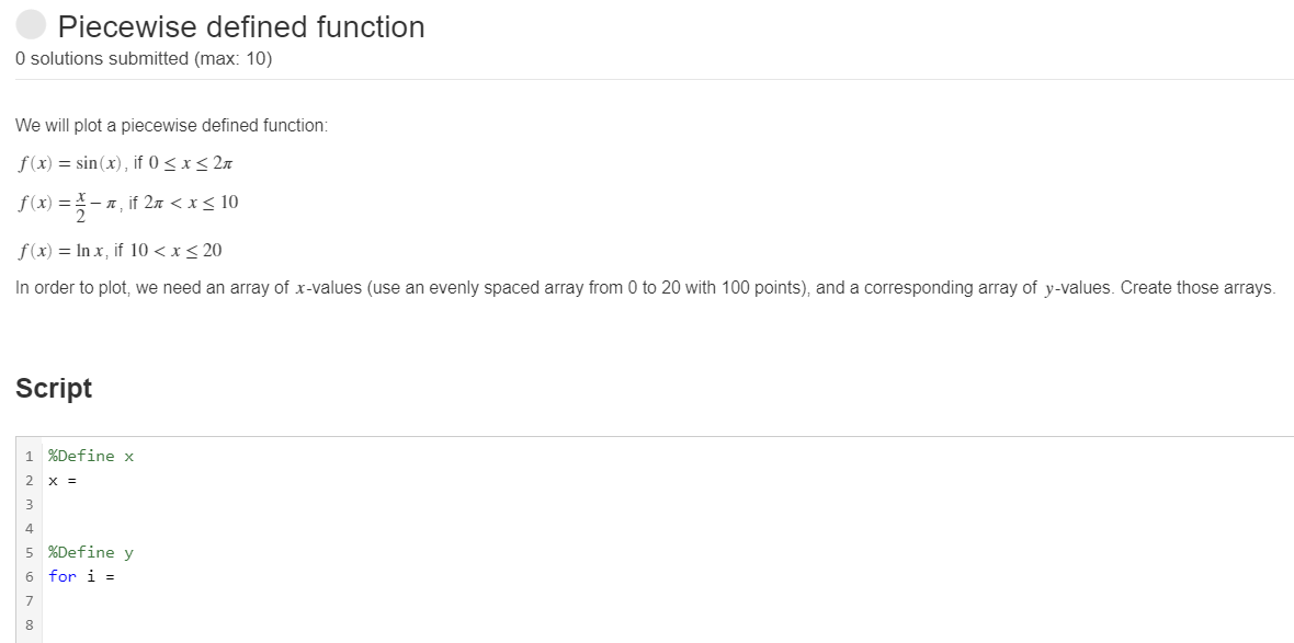 Solved Piecewise defined function O solutions submitted | Chegg.com