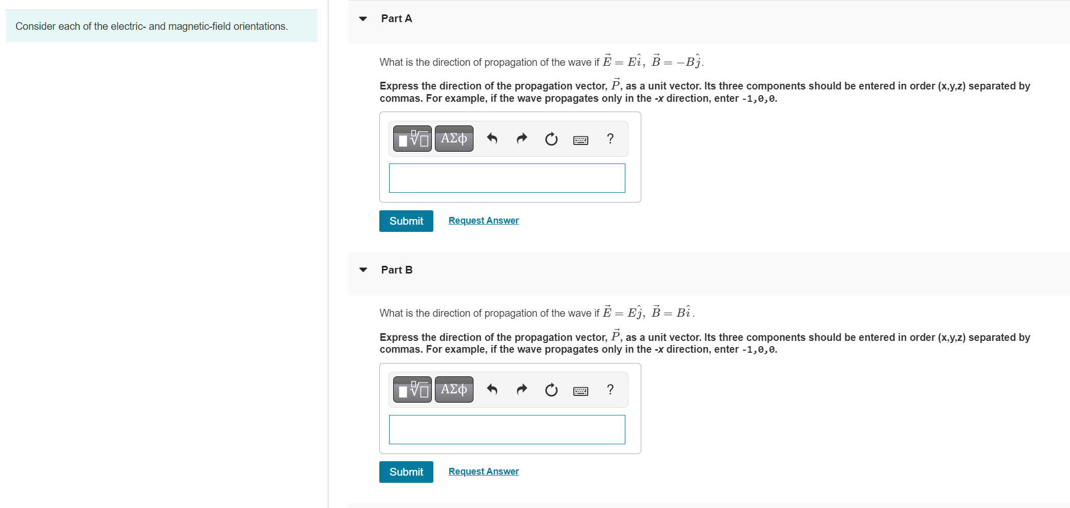 Solved Consider each of the electric- and magnetic-field | Chegg.com