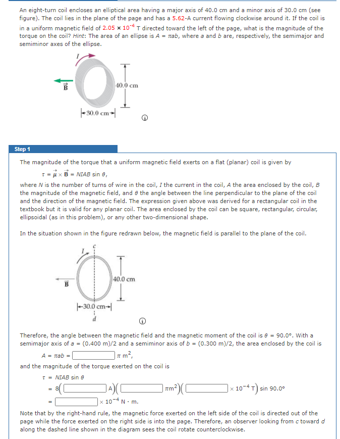 Solved An eight-turn coil encloses an elliptical area having | Chegg.com