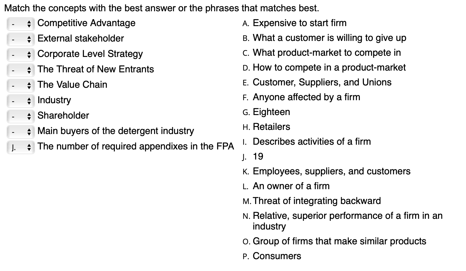 Solved Match the concepts with the best answer or the | Chegg.com