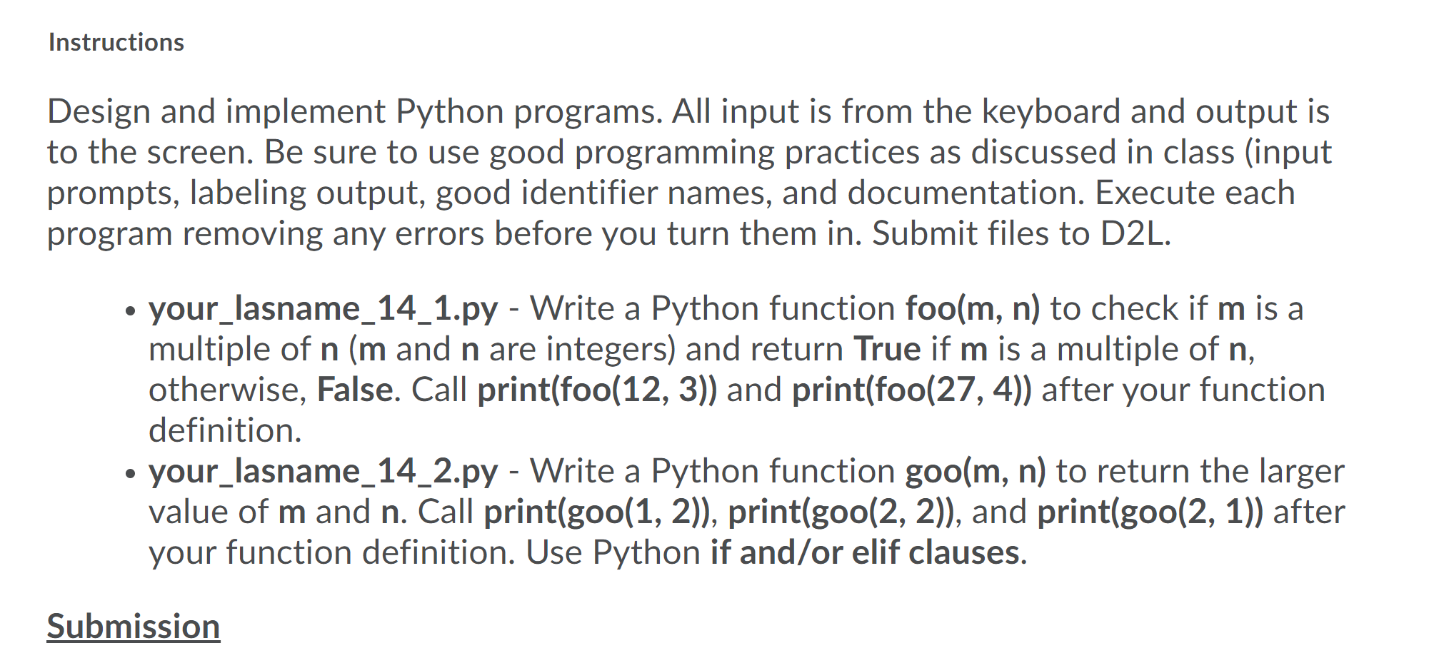 Solved Instructions Design and implement Python programs. | Chegg.com