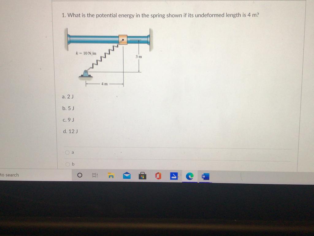 Solved 1. What is the potential energy in the spring shown | Chegg.com