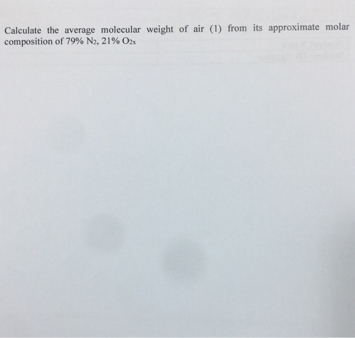 Solved Calculate the average molecular weight of air (1) | Chegg.com