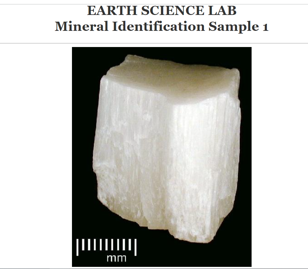 Solved EARTH SCIENCE LAB Mineral Identification Sample 1 mm | Chegg.com