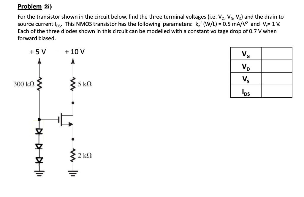 Solved Problem 2i) For the transistor shown in the circuit | Chegg.com
