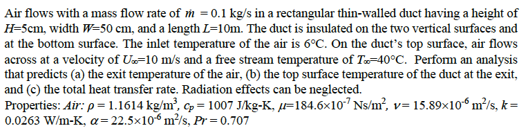 Solved Air flows with a mass flow rate of = 0.1 kg/s in a | Chegg.com