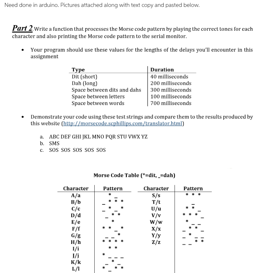 Morse Code Table Dit Dah Character Pattern Chegg Com