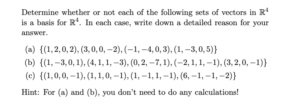 Solved Determine Whether Or Not Each Of The Following Sets | Chegg.com