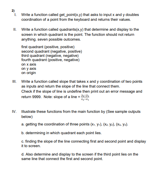 Solved 2) 1. Write a function called get_point(x,y) that | Chegg.com