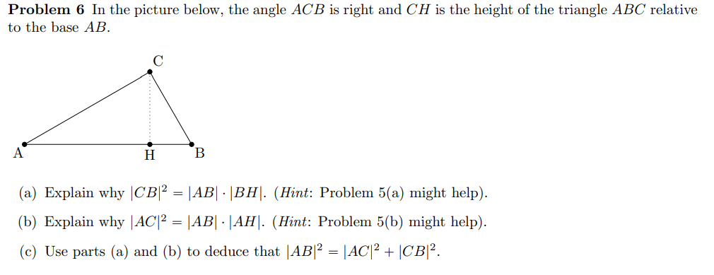 Solved Problem 6 In the picture below, the angle ACB is | Chegg.com