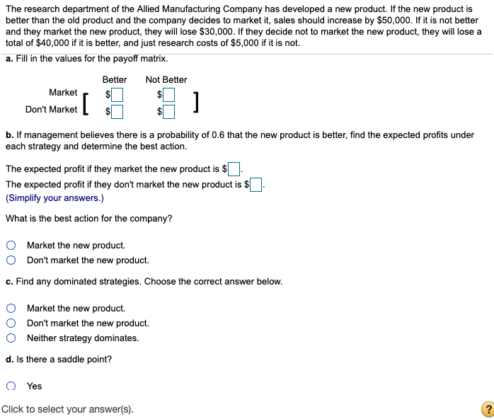 Solved The research department of the Allied Manufacturing