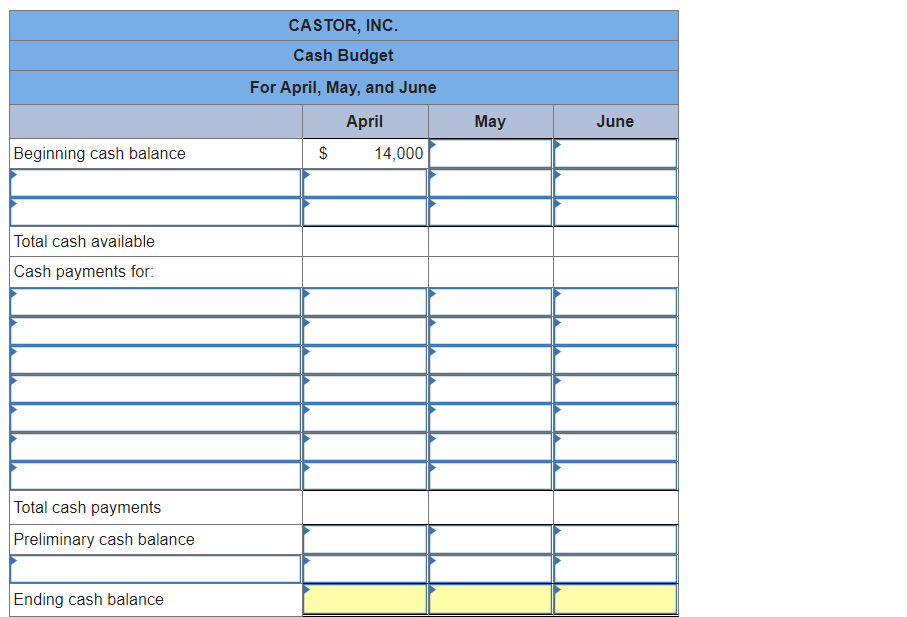 Solved Exercise 20-31A Merchandising: Cash budget LO P4 | Chegg.com