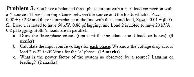 Solved Problem 3. You have a balanced three-phase circuit | Chegg.com