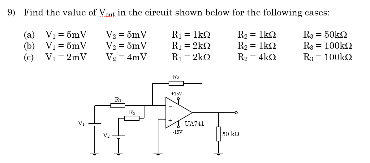 Solved 9) Find the value of Vout in the circuit shown below | Chegg.com