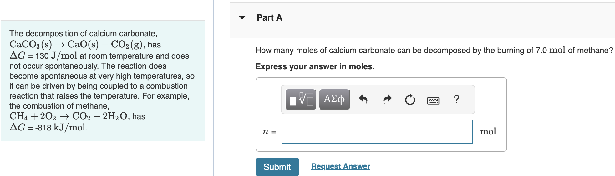 Solved The decomposition of calcium carbonate, CaCO3( | Chegg.com