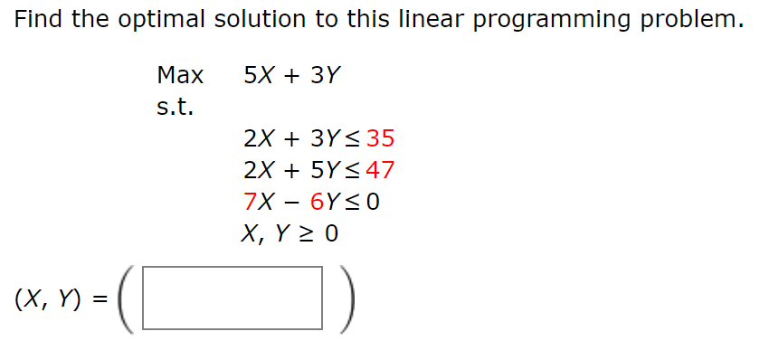 Solved Find the optimal solution to this linear programming | Chegg.com