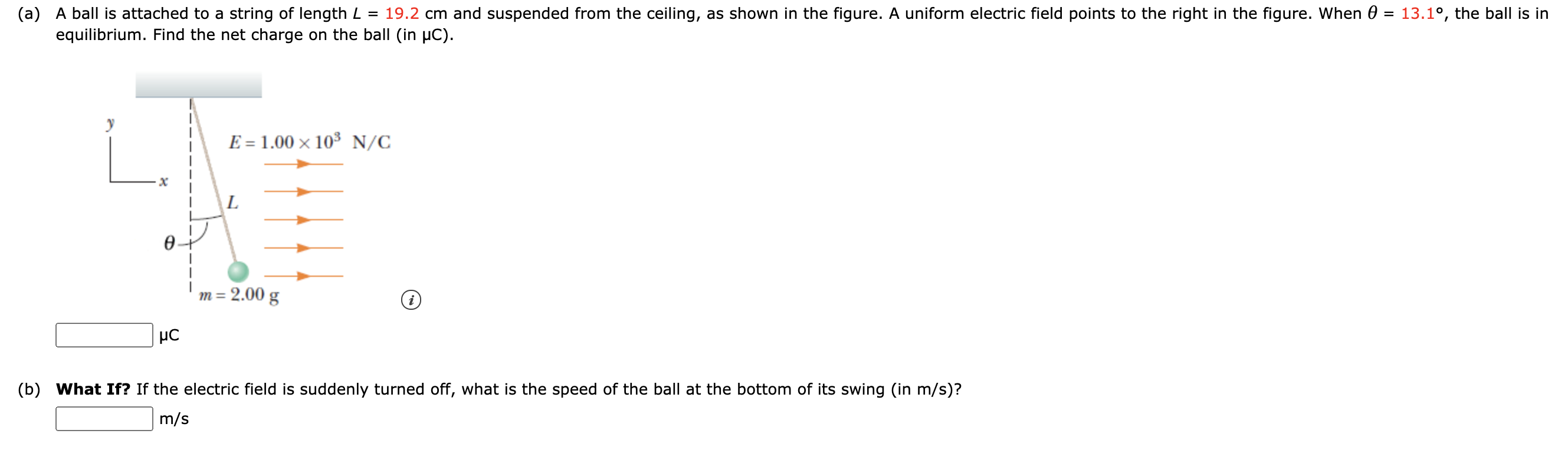 Solved (a) A ball is attached to a string of length L = 19.2 | Chegg.com