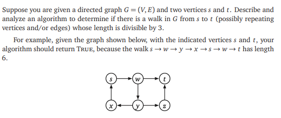 Suppose you are given a directed graph G=(V, E) and | Chegg.com