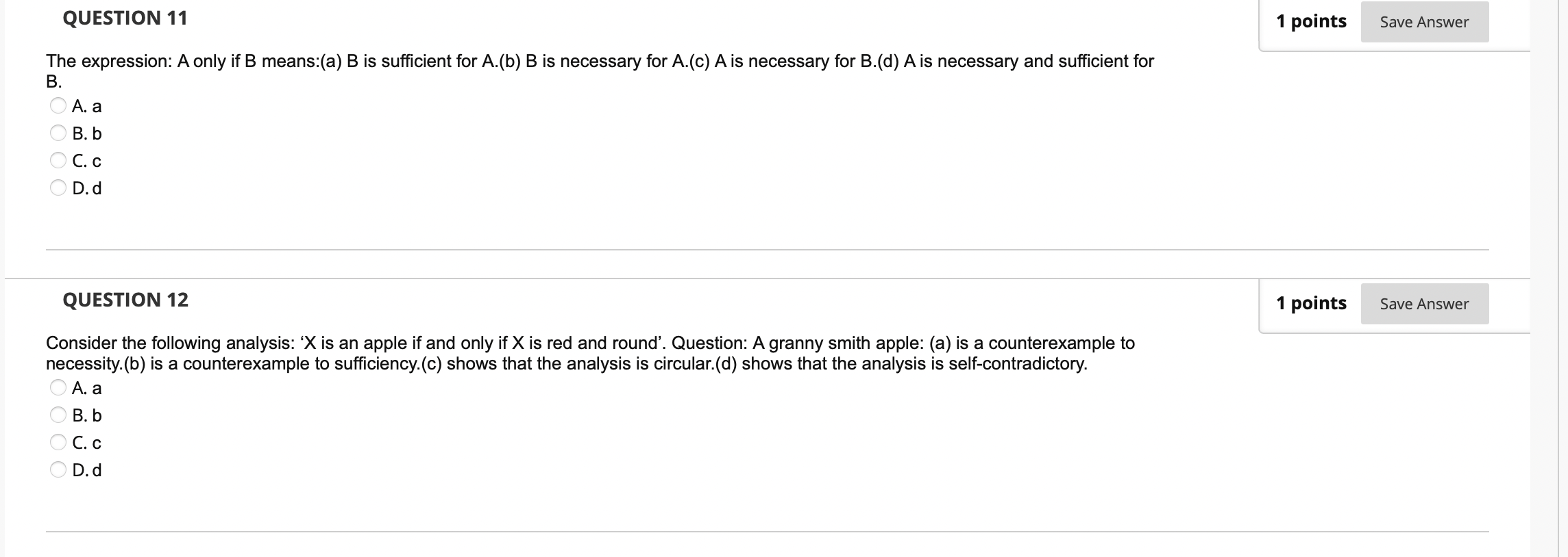 Solved QUESTION 11 The Expression: A Only If B Means:(a) B | Chegg.com