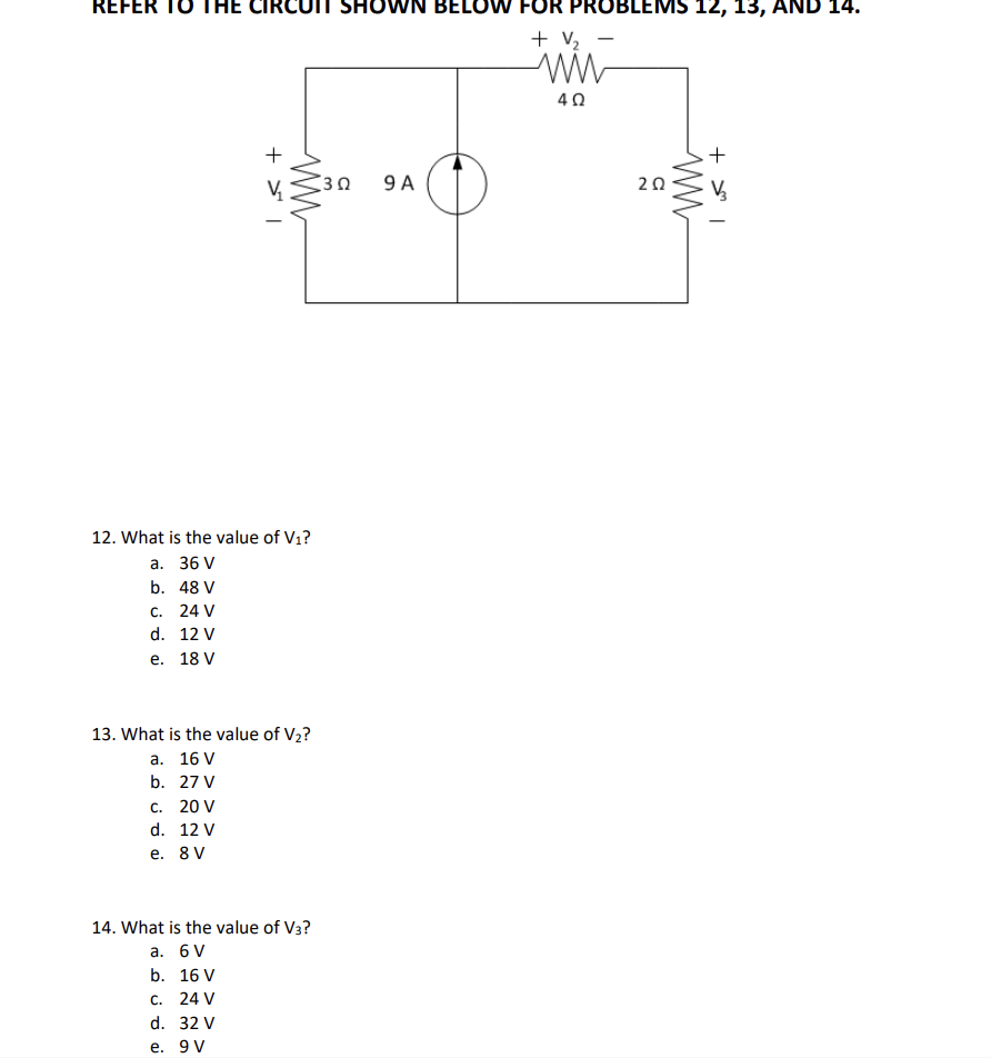 Solved REFER TO THE CI FOR PROBLEMS 12, 13, AND 14. + V₂ 4Ω | Chegg.com