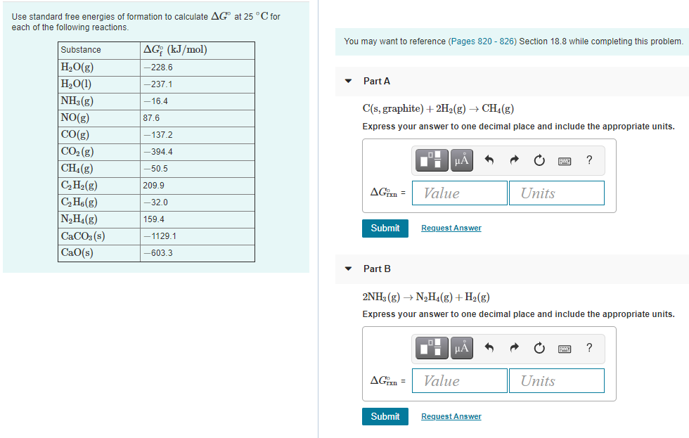 Solved Use standard free energies of formation to calculate | Chegg.com