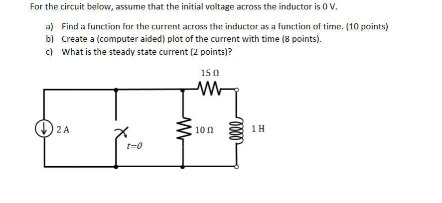 Solved For the circuit below, assume that the initial | Chegg.com